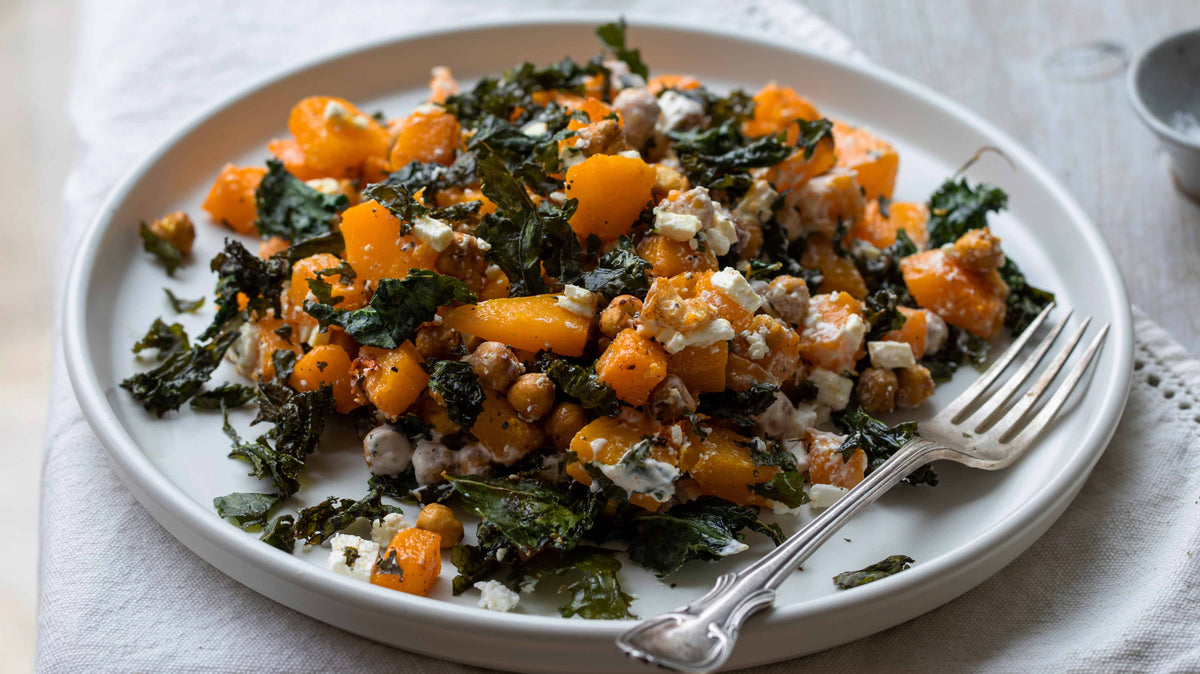 This Kale Butternut Squash Salad Recipe Is Packed With Complex Carbs